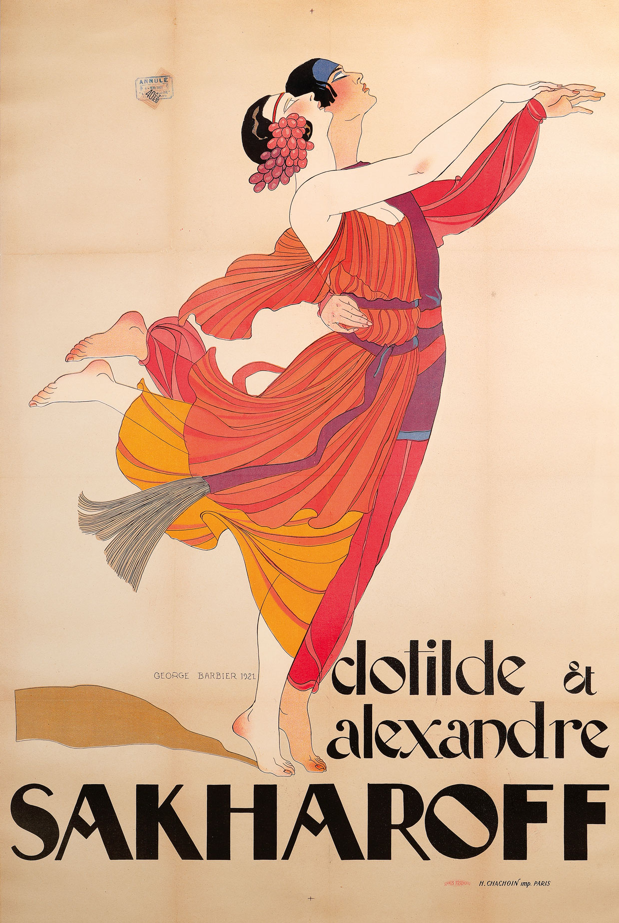 George Barbier, Clotilde & Alexandre Sakharoff, 1921.*